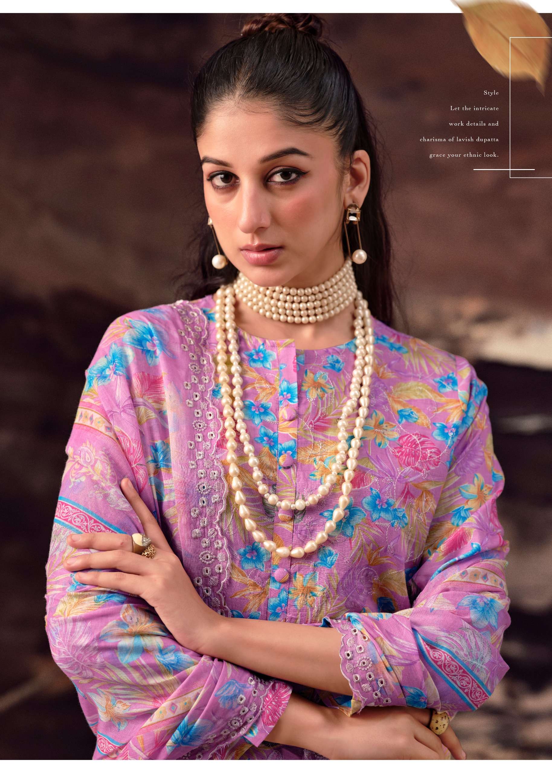 THE HERMITAGE SHOP PETALS IN MAL LAWN COTTON SCHIFFLI WORK SUIT LUXURY WEAR AND FESTIVE FASHION 